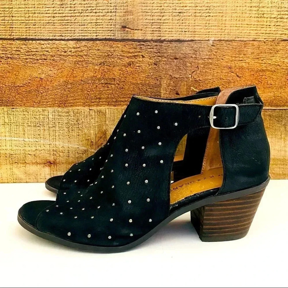 Lucky Brand Bankks Leather Studded Peep Toe Booties - Picture 2 of 9
